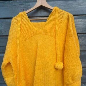 Yellow hand knitted hooded jumper yellow 22 size:5xl / 22